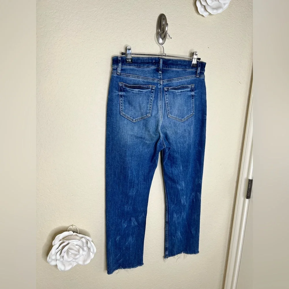 NTM: LOFT High Rise Straight Crop Jeans Medium Wash Distressed Raw Hem Size 27 - Picture 12 of 16